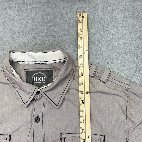 BKE Button-Up Shirt Men’s XL Gray Pocket Western Workwear Y2K Style 11317NM - Picture 13 of 14